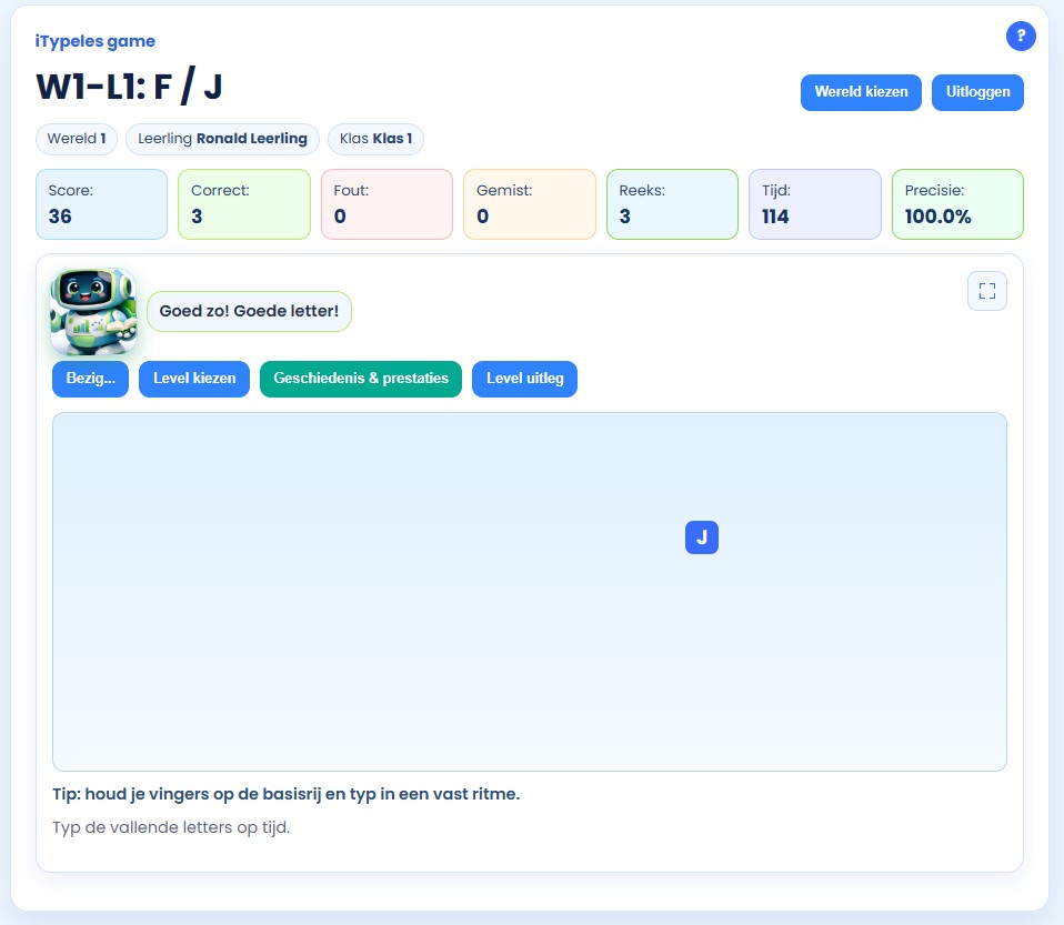 Screenshot 1 van de iTypeles applicatie